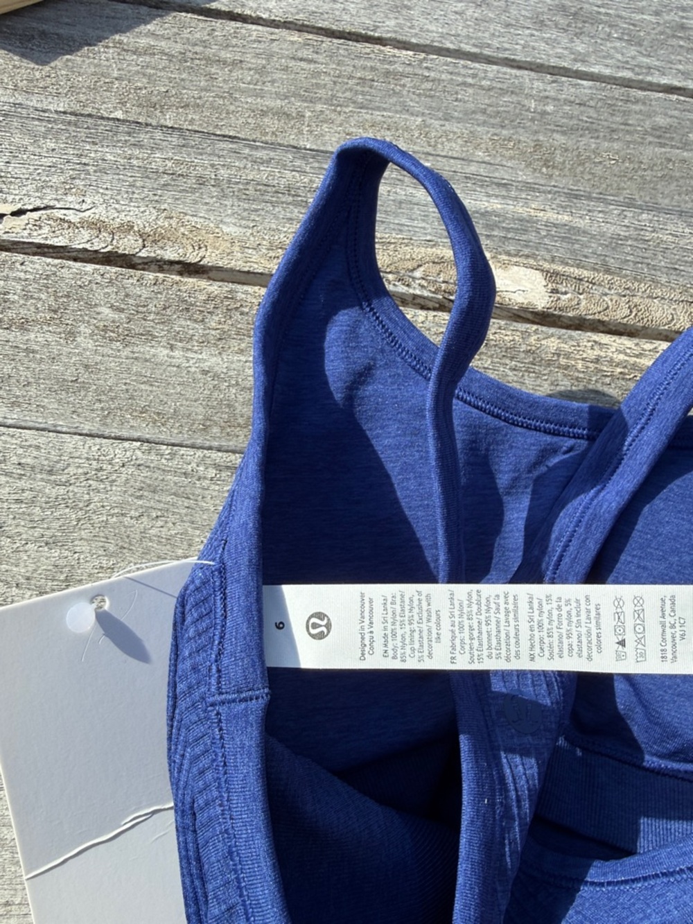 Lululemon Ebb to Street Tank Top Clubhouse Blue Ribbed Built-In Bra Size 6 NWT 💙 - Picture 5 of 6